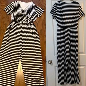 Short Sleeve Striped Jumpsuit Sz LG